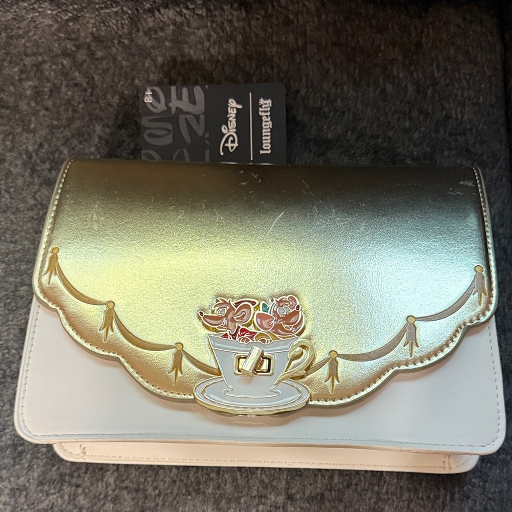 Loungefly Gold and Cream Disney Clutch